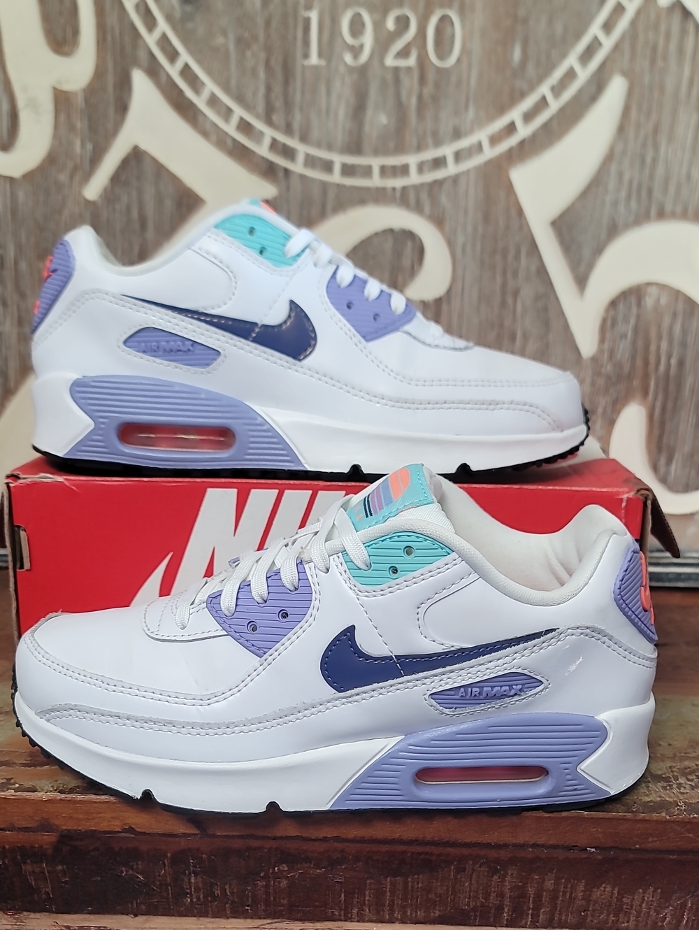 🔥 Nike Air Max 90 LTR SE 'White Dark Purple Dust' Wmns 6.5 Good Condition